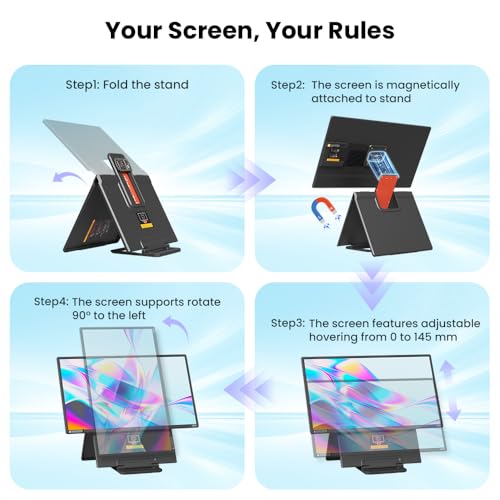 Image of Hyangin Used Like New 24-inch Large Portable Monitor for Laptop, 2026 Upgraded 1080P FHD 100Hz Portable Screen,125% sRGB IPS Portable Second Monitor with Adjustable Stand for Laptop, MacBook, Phones
