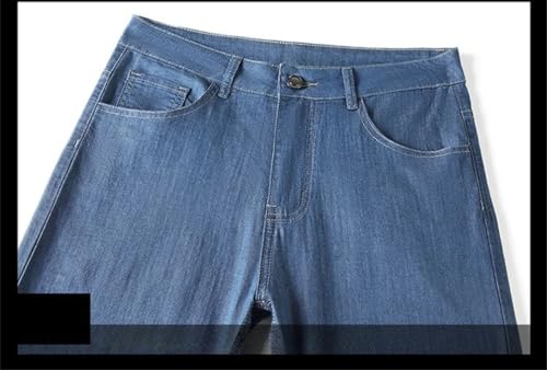 Hndudnff Men Thin Straight Jeans with Pockets Denim Pants Casual Breathable Straight Business Trousers3