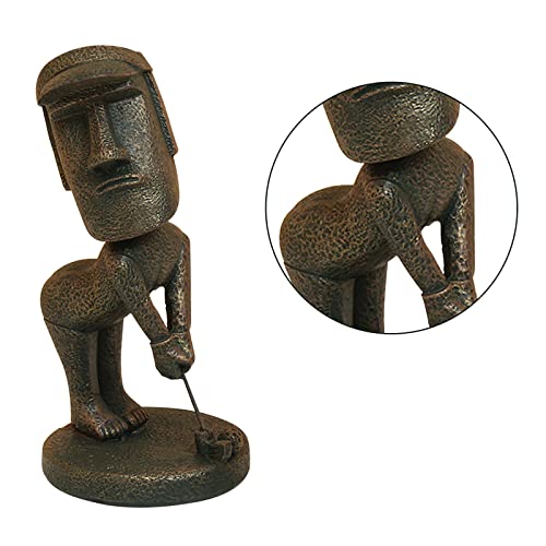 Crcah Moai Statue Decor - 6 Inch Easter Island Oranment Resin Stone Decoration For Room Accessories Antique Sculpture For Office Desktop (Play Golf) #TOP2
