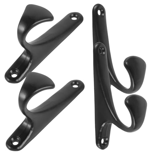 OUNONA 4 Piezas Accesorios de gancho de ropa baño muro montado en la pared retro inoxidable ganchos vintage ganchos para colgar ganchos abrigo gancho de pared aleación de aluminio Negro