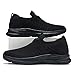 Hetohec Mens Walking Shoes Lightweight Breathe Casual Mesh Running Shoes Slip On Fashion Tennis Sneakers Comfort Gym Workout Trainers Black