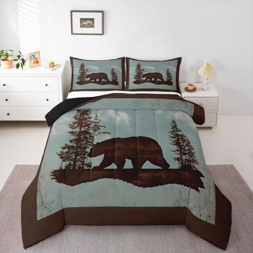 Feelyou Bear Wildlife Animal Comforter Set Queen Size Boys Girls Bedding