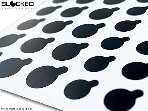 Blocked Webcam/Camera Vinyl Covers | Low-Tack Restickable Webcam Sticker | Multiple Sizes | Black 57-Pack Tabbed (Muted Matte) #TOP2