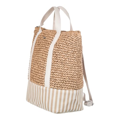 Image of Roxy Women's Beach Tote Bag | Travel | Vacation | Straw | Lightweight | Breathable, Beach Lover - Natural /White