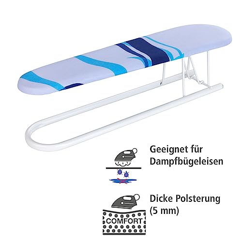 WENKO Ärmelbügelbrett, zusätzliches Bügelbrett mit Dekorbezug für Hemden & Hosenbeine, knitterfreier Bezug für Komfortables Bügeln aus 100% Baumwolle, praktische Bügelhilfe, 52 x 12 cm, Blau – Bild 6