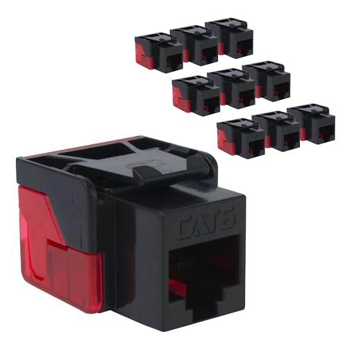 ICC CAT6 RJ45 Keystone Jack, Inline IDC No Pair Split, Black, 10-Pack