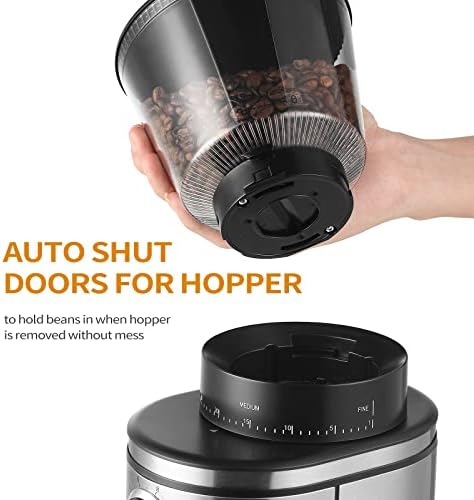 Ollygrin Burr Coffee Grinder, Electric Conical Coffee Bean Grinder With 30 Adjustable Grind Settings For 2-12 Cups, Sliver & Black - 1
