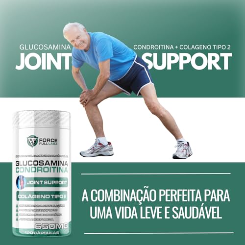 Force Full Labz - Condroitina, Glucosamina e Colágeno Tipo 2 120 Cápsulas 60 porções