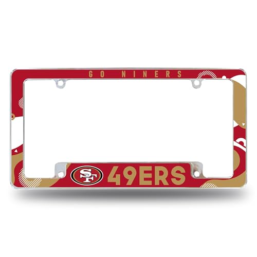 Image of Rico Industries NFL Football Wave 12 inch x 6 inch Chrome All Over Automotive License Plate Frame for Car /Truck /SUV