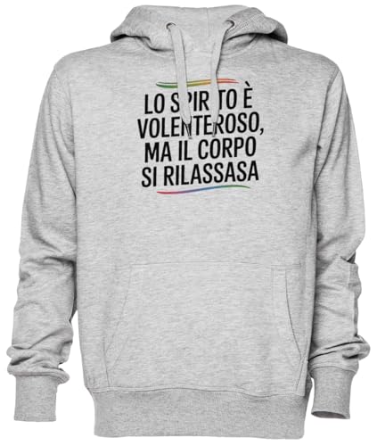 Sweat-shirt gris Lo Spirito È Volenteroso : le hoodie unisexe doux et chaud
