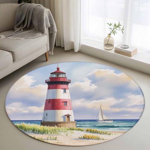 Tapete redondo decorativo 4 pies azul