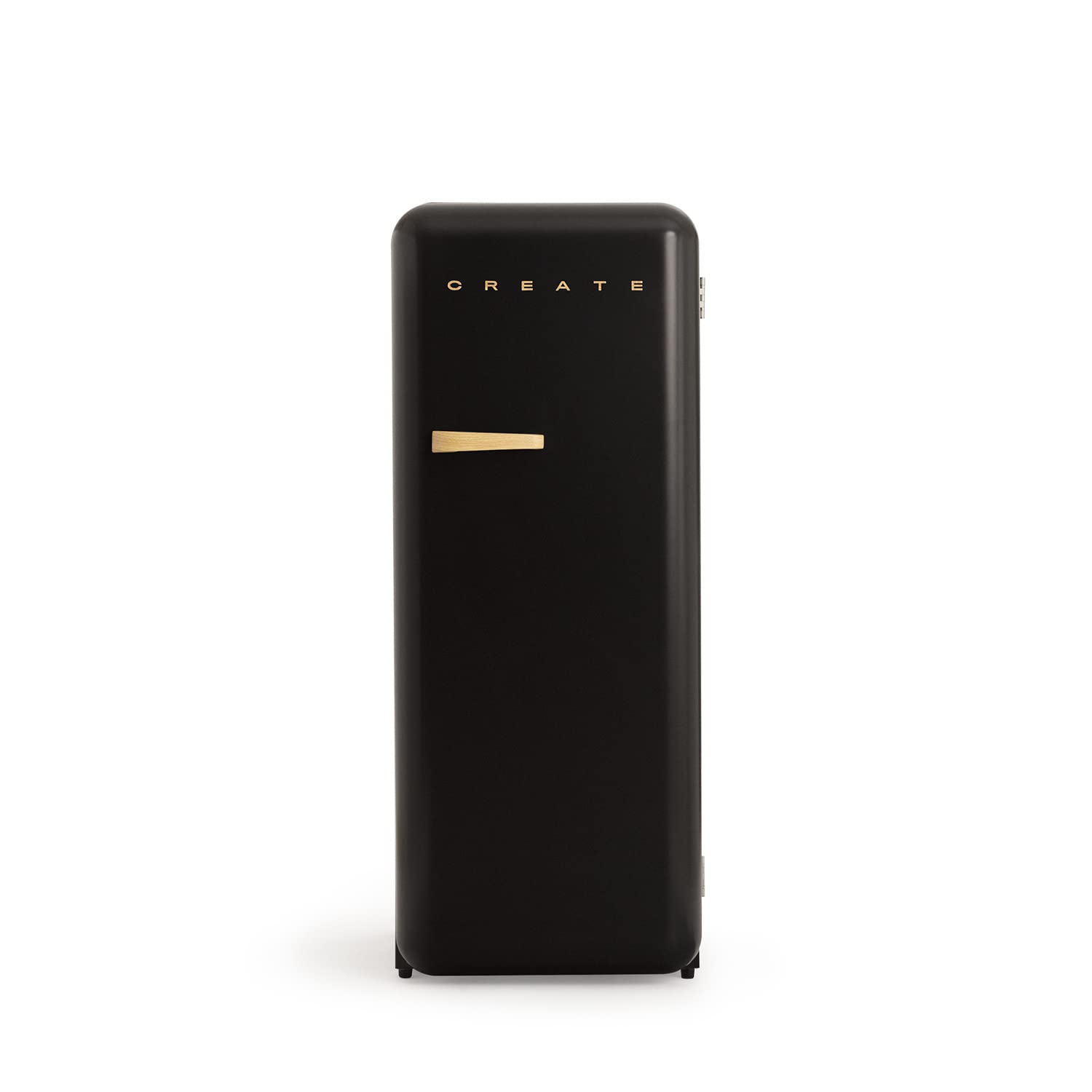 CREATE / RETRO FRIDGE 150 WOOD/Frigorífico negro maneta madera con congelador 281L / 102W, bajo consumo, diseño vintage, 150cm, 3 estantes, regulador temperatura, botellero, 60x60x150cm
