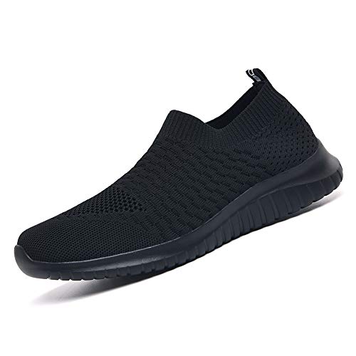 Chaussures de course homme légères baskets de marche confortables noir taille 45 - 5