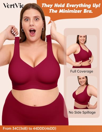 Image of Vertvie Jelly Bras for Women No Underwire Minimizer Support | Plus Size Older Lift, Full Coverage & Smoothing Back, Push Up, Separation & Supportive, Soft Comfy Seamless Wireless Bralette