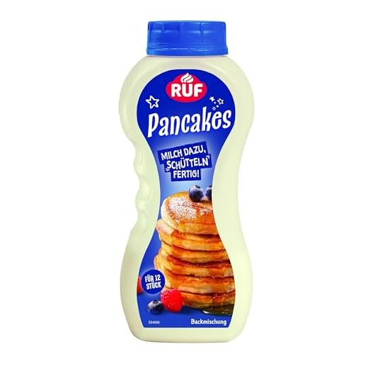 RUF Pancakes Shaker, Teig-Mischung für 12 fluffige Pancakes in praktischer Schüttelflasche, nur Milch zugeben, schütteln und backen
