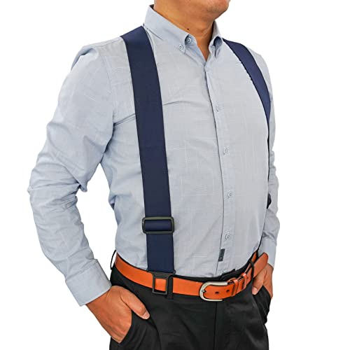 MELOTOUGH Belt Clip Suspenders Men Suspenders with 2 inch width fully elastic,non-metal Plastic Clip Suspenders