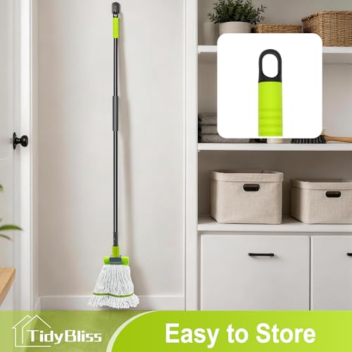 Image of TidyBliss Commercial Mop Heavy Duty, 57.5 inches Long Handle Large Professional Industrial Dry Wet Cotton String Mop for Cleaning Concrete Tile Hardwood Floor Shop Office Garage (Green)