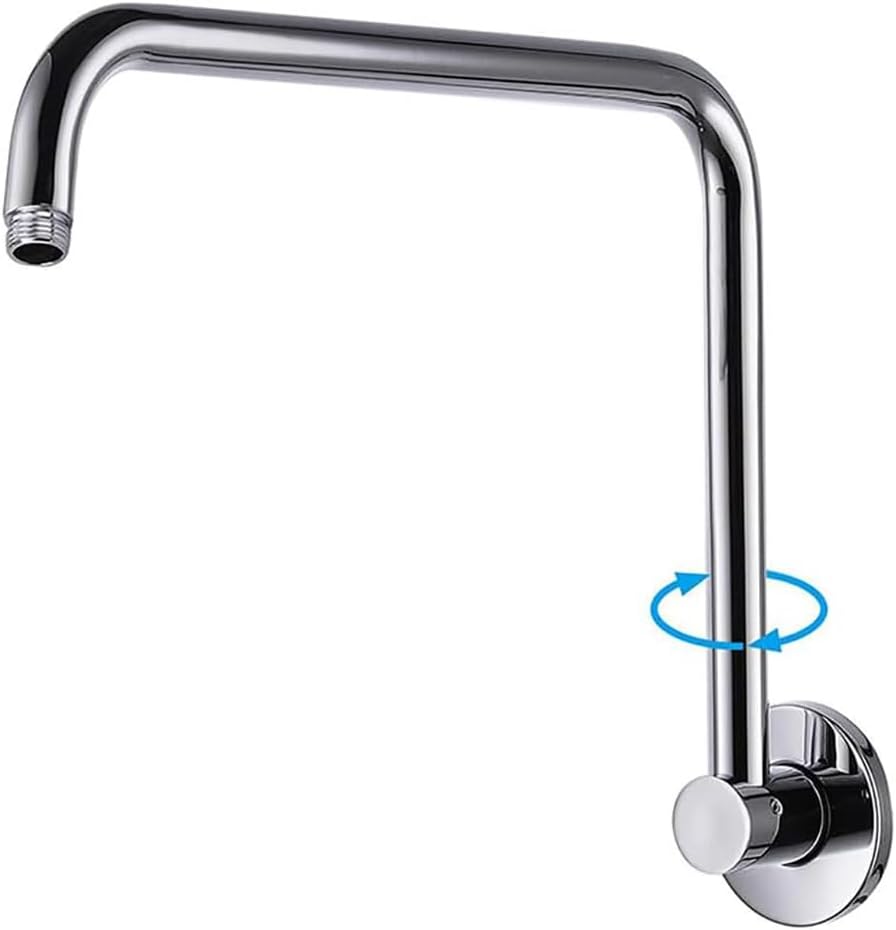 S Shaped Shower Arm Standard 1/2" Connection with Flange High Rise Shower Head Extension Pipe Shower Arm Extender Wall Mounted Bathroom Accessories Stainless Steel (Brushed) image 2