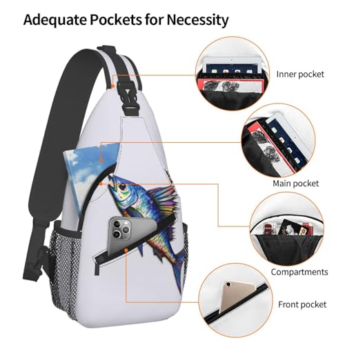 Fish art Cross Chest Bag para Hombre y Mujer miniatura 4