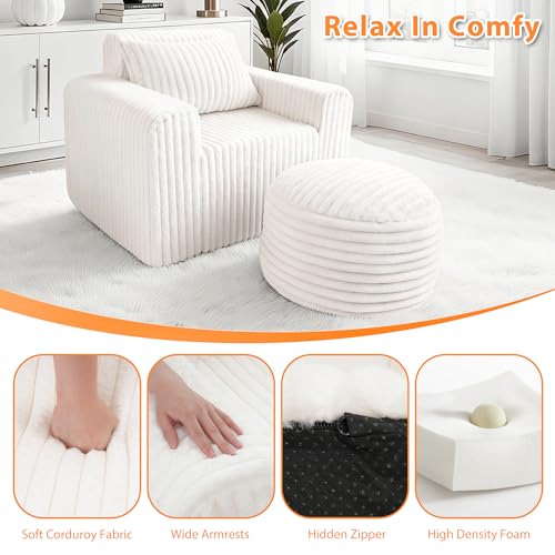 HABUTWAY Bean Bag Chair for Adults with Pillow, Giant Bean Bag Chairs with Ottoman - image 4