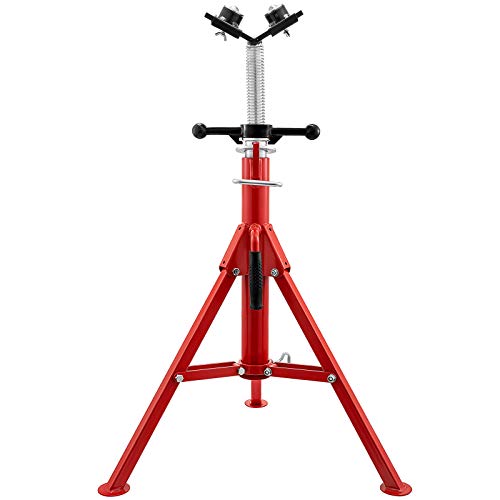 Mophorn Pipe Jack Stand with 2-Ball Transfer V-Head 6mm Thickness and Folding Legs 1300LB Welding Pipe Stand Adjustable Height 28-52IN 1107S-type Pipe Jacks for Welding