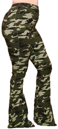 Camouflag Bell Bottom Jeans for Women Butterfly Vintage High Waisted Skinny Flared Jeans Wide Leg Raw Hem Denim Pants_XXX-Large2