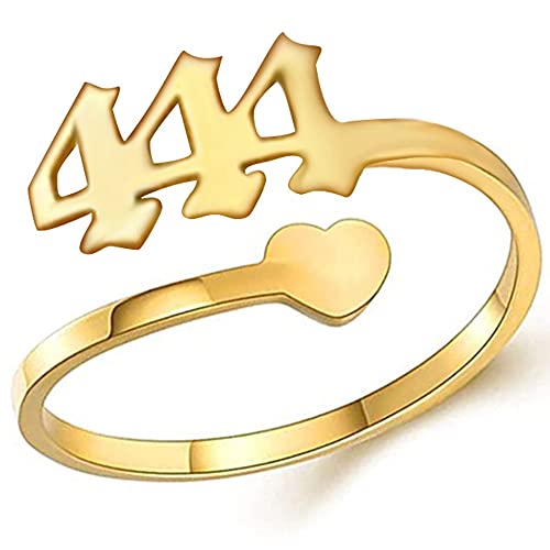 Jude Jewelers Stainless Steel Heart Charm Luck Angel Number Adjustable Size Wedding Band Anniversary Promise Ring