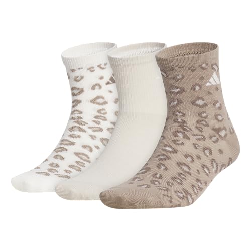 adidas Womens Luxe High Quarter Fashion Sock (3 Pairs) Off White/Wonder Alumina Grey/Chalky Brown M