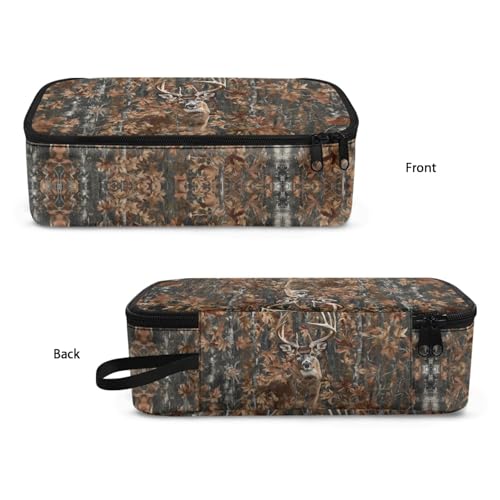 Image of Deer Forest Camo Pencil Case for Kids Large Pencil Pouch for Elementary Boys Girls Pencil Bag with Mesh Pocket Children Pencil Box for Students Teenagers Pencil Container for Study