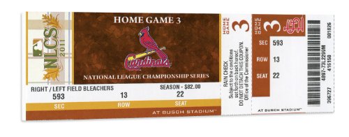 MLB St. Louis Cardinals 2011 NLCS Mega Ticket idée cadeau pour fan de baseball