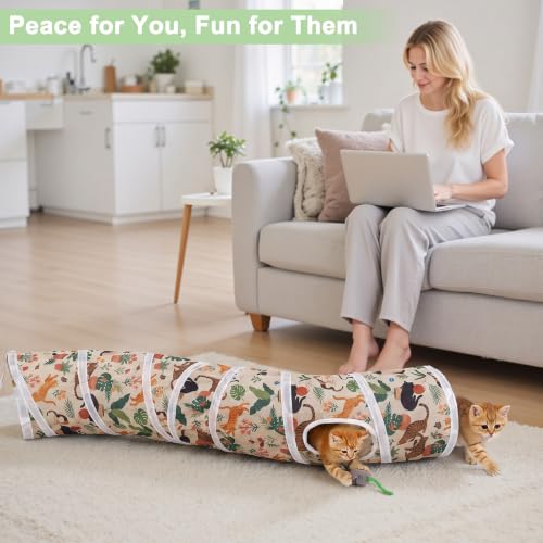 Image of Glittme S-Shape Cat Tunnel, Foldable Cat Tunnels for Indoor Cats