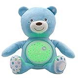 Chicco Baby Bear Oso Primeros Sueños de Peluche, Osito Proyector de Luces con Efectos Luminosos, Melodías Relajantes y Luz de Noche – Peluche para Bebés Recién Nacidos, Color Azul