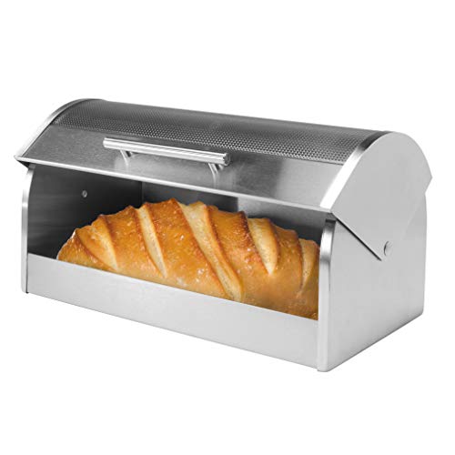 Oggi-Stainless-Steel-Roll-Top-Bread-Box-for-Kitchen-Countertop-with-Tempered-Glass-Lid-Fits-Multiple-Large-Loaves-of-Bread-and-Other-Freshly-Baked-Goods-Including-Cookies-Bagels-Muffins