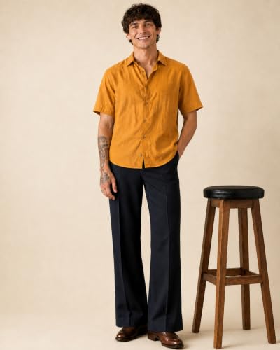 Image of Amazon Brand - INKAST Men Relaxed Fit Korean Pant | Formal Trousers | Straight Fit | Easy Wash | Office Wear