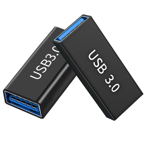 Mepsies Adaptador USB A 3.0 a USB A 3.0 (2 Piezas), Adaptador Estándar USB 3.0 Hembra a Hembra para Conectar Dos Cables USB para Extensión