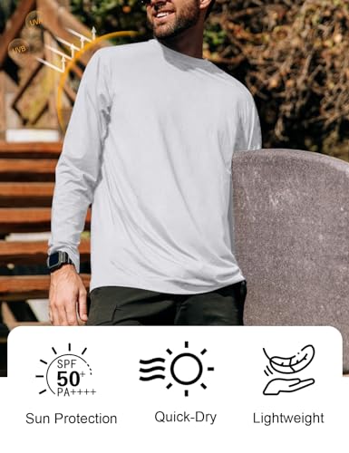 Men's UPF 50+ Long Sleeve Tee Shirts UV Sun Protection Quick Dry Tee Shirt Swim Athletic Running Workout3