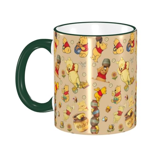 くまのプーさん セラミックマグカップ 食器 大容量コーヒーカップ 330ml 耐熱 おしゃれなマグカップ オフィスホーム用 プレゼントに最適 再利用可能 ギフト 男女兼用 Dark Green