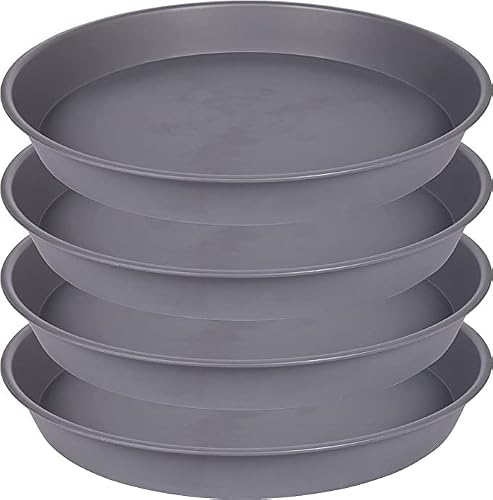 Bleuhome 4 Pack of 16 inch Plant Saucer, Heavy Duty Round Plant Trays for Pots, Bird Bath Bowls, Plant Water Tray, Flower Plant Saucers for Indoors (16", Cement Gray)