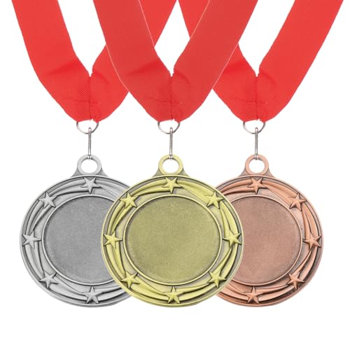Médailles sportives et scolaires PATIKIL avec ruban rouge pour concours