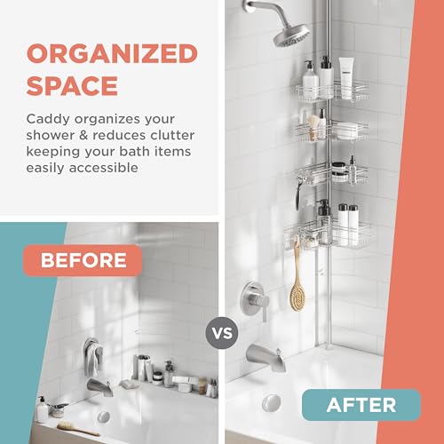 Zenna Home 2159NN Tension Pole Shower Caddy With 4 L-Shaped Shelves thumb #5