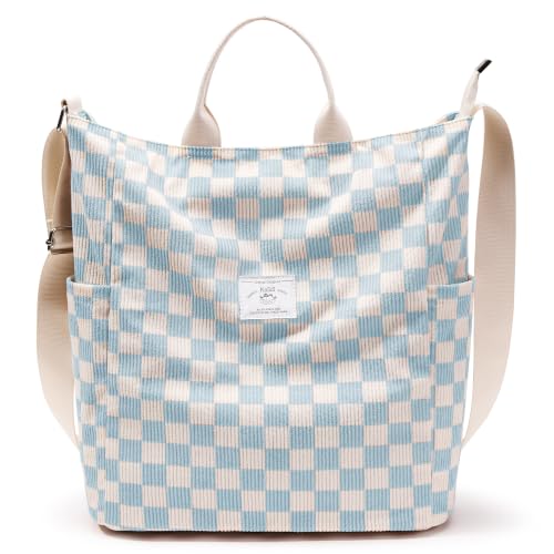 Image of KALIDI Corduroy Tote Bag, Large Slouchy Hobo Messenger Crossbody Bag