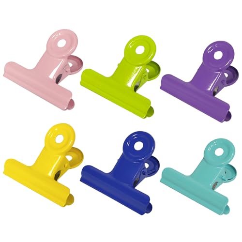 JIDHUHI ステンレス 目玉クリップ サイズ 6色12個セット 挟み口38mm/50mm 錆びない 強力挟み お菓子袋 書類挟み オフィス キッチン キャンディクリップ (38mm)