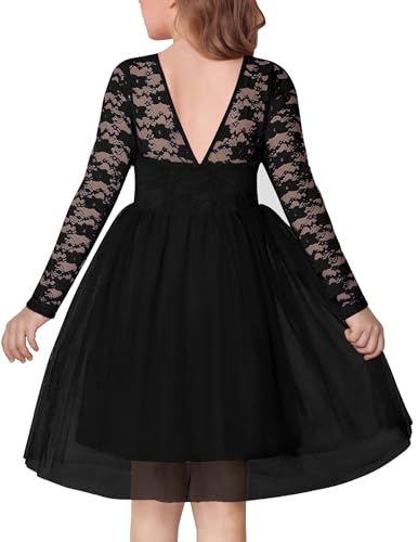 Arshiner Girls Black Lace Dress Long Sleeve Special...