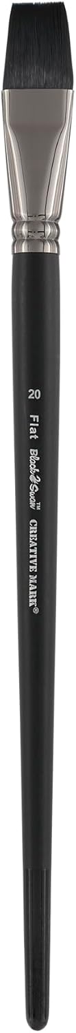 Black Swan Synthetic Red Sable Flat Paint Brushes - Flat Size # 22 - Professional Quality Long Handle Paint Brushes for Oil, Heavy Body Media and Acrylic - Artists of All Levels