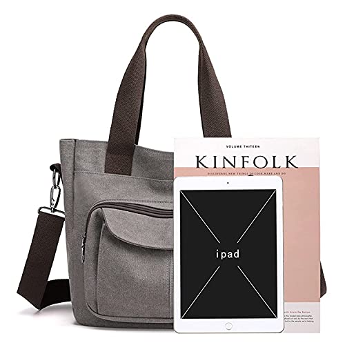 Women's Canvas Tote Purse Casual Top Handle Handbag Multi-Pocket Work Travel Shoulder Crossbody Bag (Blue) One Size #TOP5
