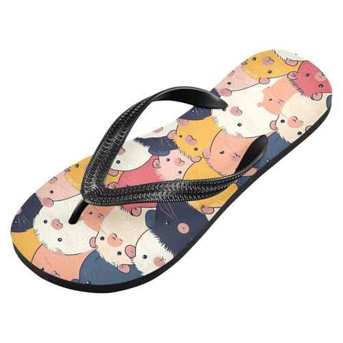 ALAZA Colorful Cute Childish Guinea Pig Flip Flops for Women Fashion Beach Slippers Comfort Mens Flip Flops Non-Slip Rubber Shower Slippers Sandal for Hotel Travel Sport,XS2