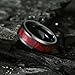 King Will Black Tungsten Wedding Band For Men, 8mm Promise Ring Inlay Red Twill Pattern, High Polished Beveled Edge - Suitable For Daily Wear, Comfort Fit Size 10