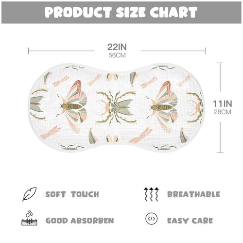 Muslin Burp Cloth for Baby 2PCS Vivid Flying Moth Super Absorbent Burping Cloths, Bibs for Newborn Boys Girls4