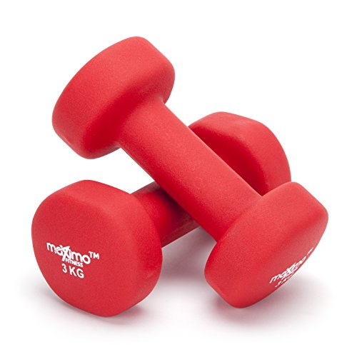 Maximo Fitness Neopren Hanteln Gewichte (Paar) - 0.5,1,2,3,4,5 KG (Red - 3kg x 2)