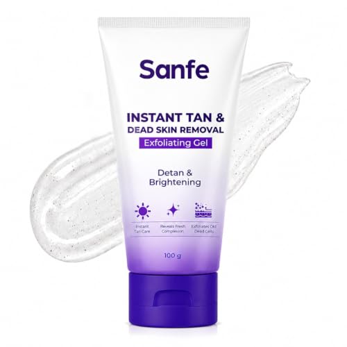 Image of Sanfe Instant Tan & Dead Skin Removal Exfoliating Gel | AHA Exfoliating Gel | Removes Tan, Dead Skin & Impurities | Brightening & Smooth | Suitable for All Skin Types | 100g | Pack of 1
